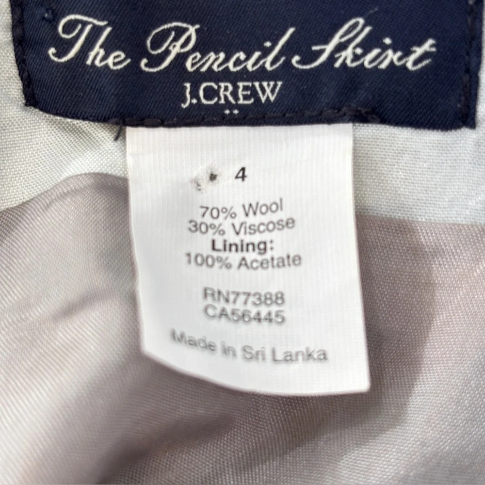 J. Crew Womens Size 4 The Pencil Skirt Wool Blend Gray Classic Preppy Academia
